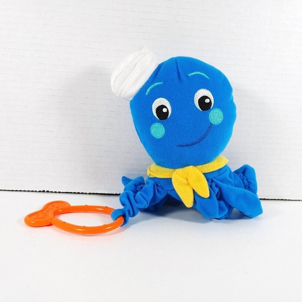Baby Einstein Blue Octopus Plush Clip On  8" Stuffed Animal Stroller Toy
